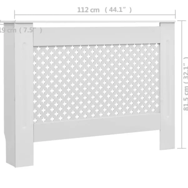 2 stk. radiatorskjulere med hylde i MDF - Stilfuld lameldesign | Størrelse: 112x19x81,5 cm | Farve: Hvid New