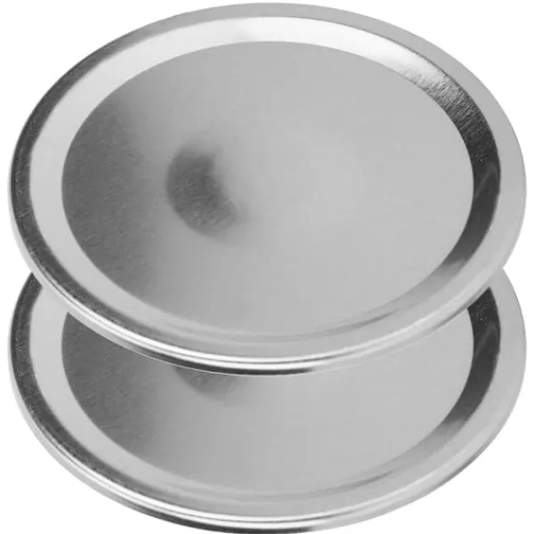 Tilbehør Til Madopbevaring>24 stk. runde, delte låg til syltetøjskrukker, forsegling til opbevaring af almindelige krukker med bred åbning (sølv 86 mm)