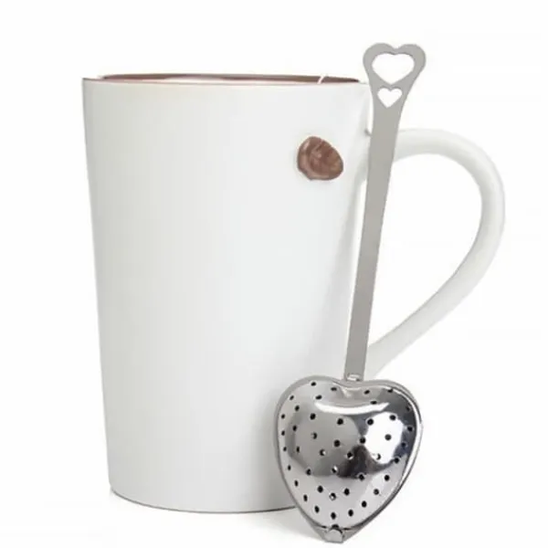 4 stk. rustfrit stål hjerteformet teinfuser med langt skaftfilter til løs te Outlet