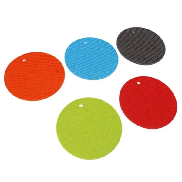 Bordskånere>5 STK silikone bordskivemåtter Runde skridsikre varmebestandige multifunktionelle Hot Pads Grydeholdere til køkkenbord Hot Pots Pander Tallerkener