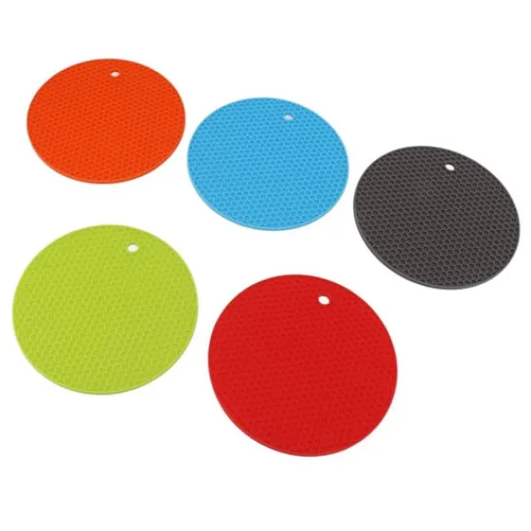 Bordskånere>5 STK silikone bordskivemåtter Runde skridsikre varmebestandige multifunktionelle Hot Pads Grydeholdere til køkkenbord Hot Pots Pander Tallerkener