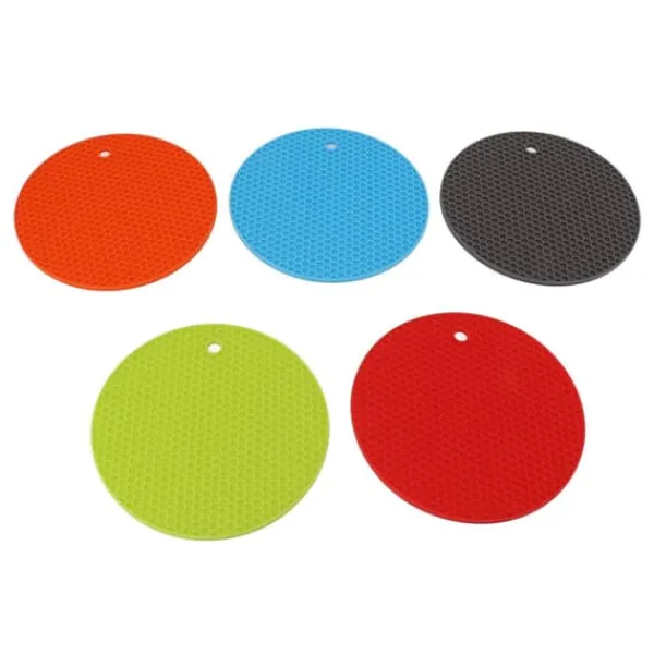 Bordskånere>5 STK silikone bordskivemåtter Runde skridsikre varmebestandige multifunktionelle Hot Pads Grydeholdere til køkkenbord Hot Pots Pander Tallerkener