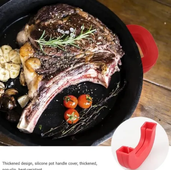 Grydelapper & Grillvanter>4 stk. silikone grydelapper, varmebestandige grydehåndtagsbetræk, skridsikre grydebetræk til wok og suppegryder røde