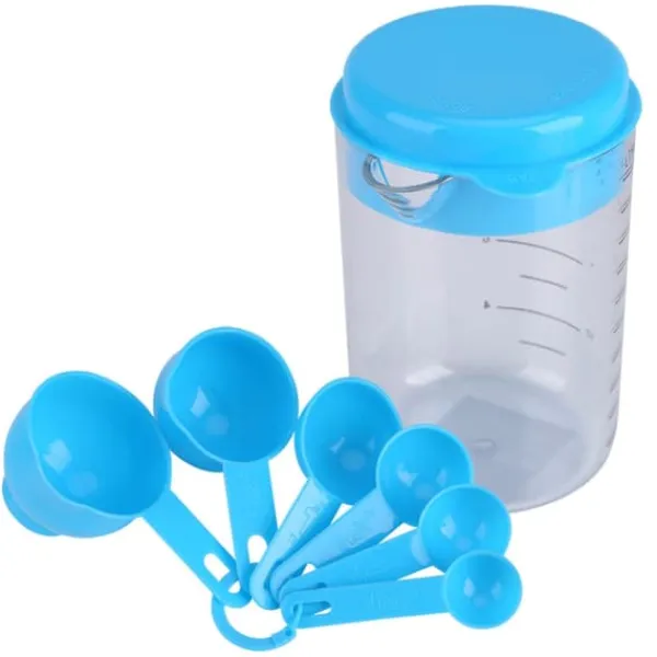 Målebægere & Måleskeer>7 stk. sæt plastik målebægre skeer mål te kaffe køkkenredskab blå