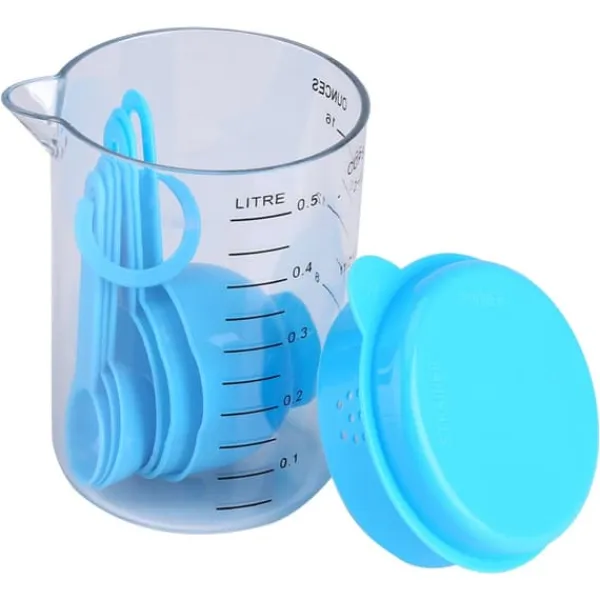 Målebægere & Måleskeer>7 stk. sæt plastik målebægre skeer mål te kaffe køkkenredskab blå