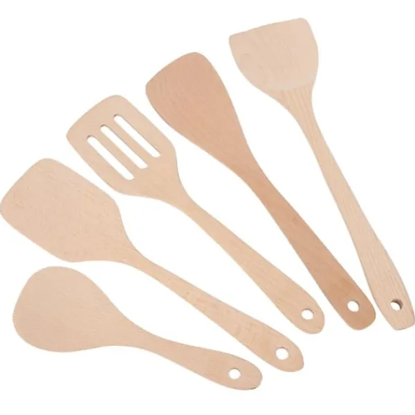Køkkenudstyrssæt>5 stk. sæt træspatel ske madlavningsværktøj køkkenredskaber til non-stick pande