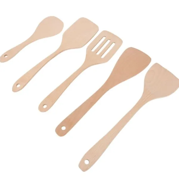 Køkkenudstyrssæt>5 stk. sæt træspatel ske madlavningsværktøj køkkenredskaber til non-stick pande