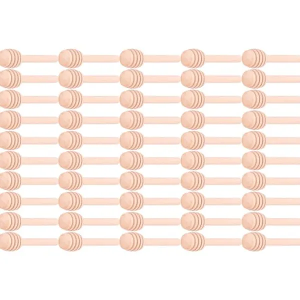 100 stk. træ honningrørepinde til bryllupsfest, køkken, restaurant, 8 cm Sale