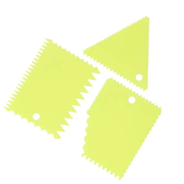 Udstyr Til Kagedekoration>3 stk./sæt kagecremeskraber pasty cutters scraper uregelmæssig tænder kant gør-det-selv glatteregrøn