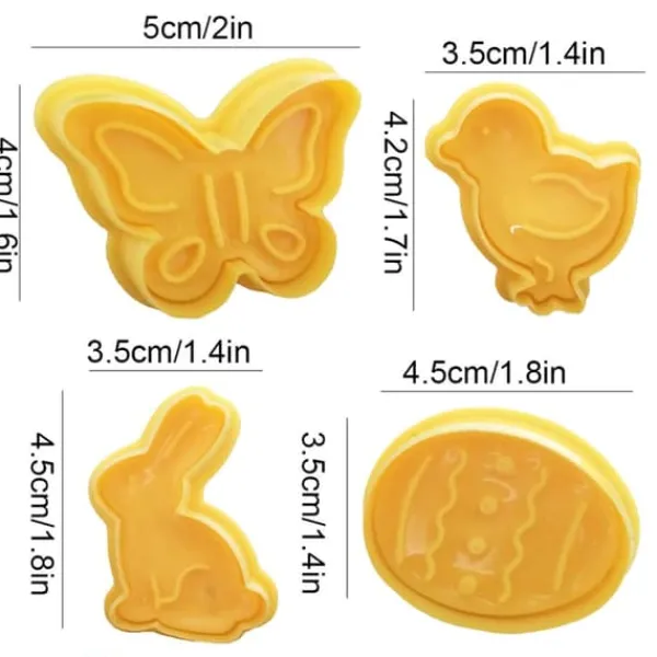 Udstikkere>4 stk/sæt plastik udstikkere sød sommerfugl kanin kylling påskeæg form fondant udstikker kiks kageform