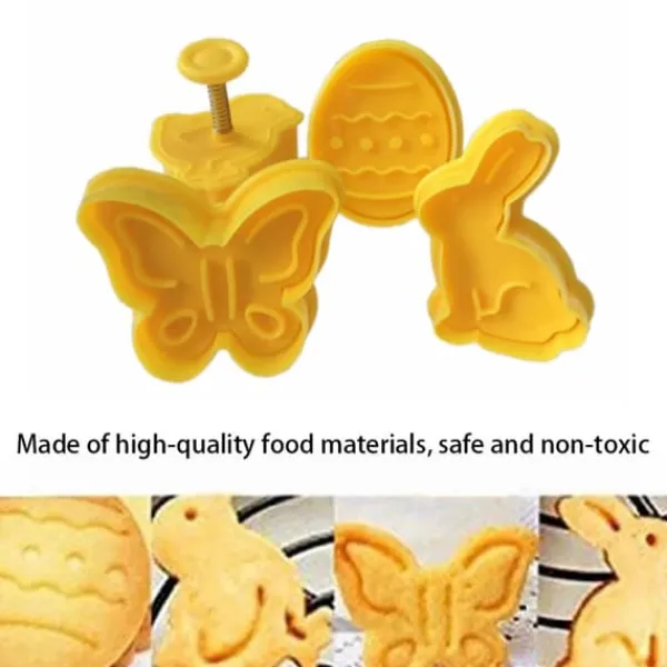 Udstikkere>4 stk/sæt plastik udstikkere sød sommerfugl kanin kylling påskeæg form fondant udstikker kiks kageform
