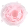 Skålelåg>6 stk./sæt silikone genanvendeligt strækbart låg til opbevaring af mad og frugt, til skål, køkkenartikler, pink