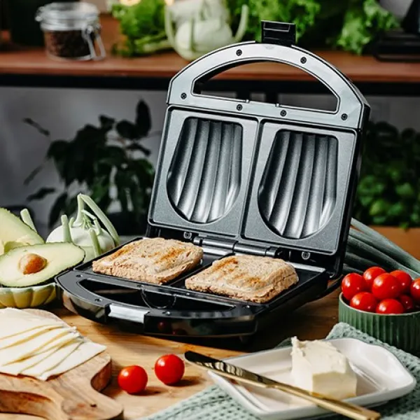 Brødristere, Raclettegrills Og Sandwichtoastere>Adler AD 3069 Sandwichtoaster Sort