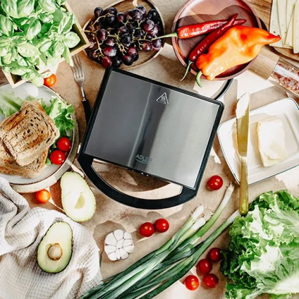 Brødristere, Raclettegrills Og Sandwichtoastere>Adler AD 3069 Sandwichtoaster Sort
