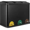 Affaldssorteringsspande>Affaldsbeholder, Miljøvenlig Metal Konstruktions, Tre Rum,sort, 3x 15L (45L)