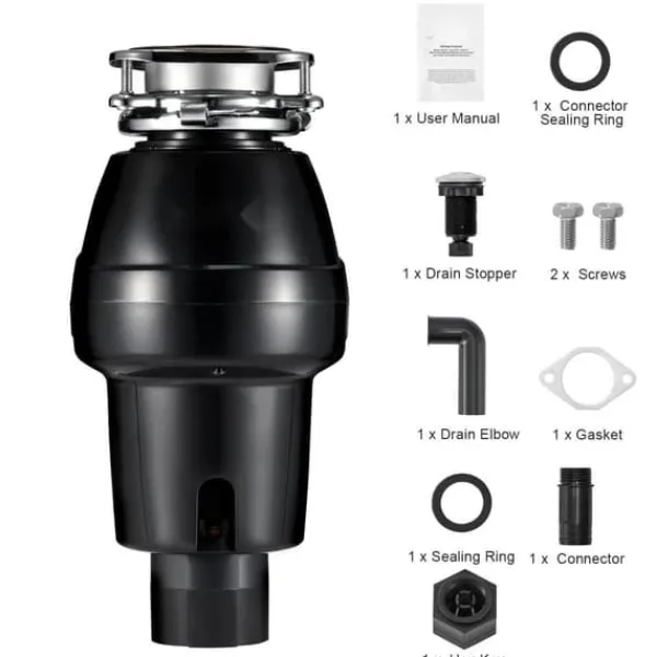 Affaldskværne>Affaldsbortskaffelse 3/4 HK, kontinuerlig madaffaldshåndtering, 3600 RPM, 3-bolts installation, effektiv og holdbar.