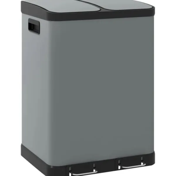 Skraldespande & Papirkurve>Affaldsspand - Pedalspand - Dobbeltkammer 2 x 30 l (60 l) - Låg og inderspande - Metal
