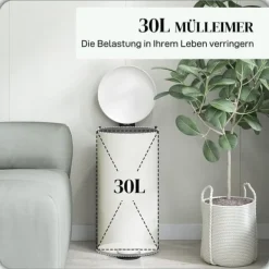 Affaldsspand 30L med fodpedal og låg, metal, til stue og kontor, 36x30x63,5 cm Clearance