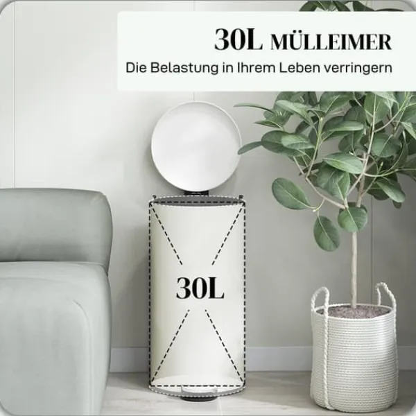 Affaldsspand 30L med fodpedal og låg, metal, til stue og kontor, 36x30x63,5 cm Clearance