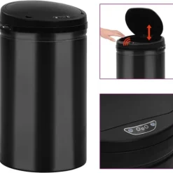 Skraldespande & Papirkurve>Affaldsspande & papirkurve - Living affaldsspand med sensor 40 l kulstofstål sort