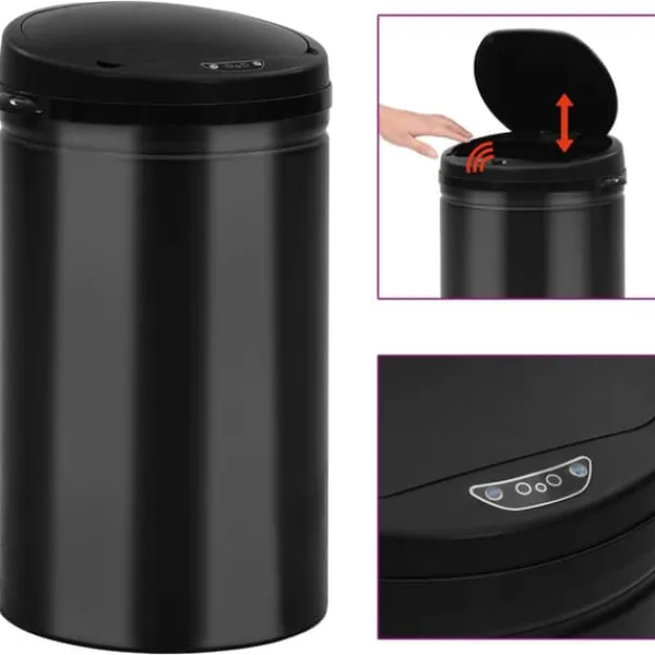 Skraldespande & Papirkurve>Affaldsspande & papirkurve - Living affaldsspand med sensor 40 l kulstofstål sort