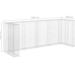 Affaldsspandsskjulere - Living gabionvæg til affaldsspand 320x100x120 cm galvaniseret stål Hot