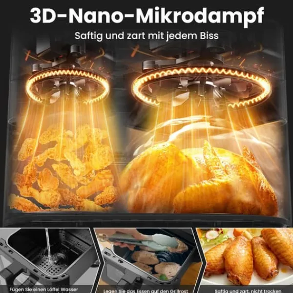 Fritøse>Air Fryer, 10L Kapacitet, Dobbelt Zone Drift,sort, EU