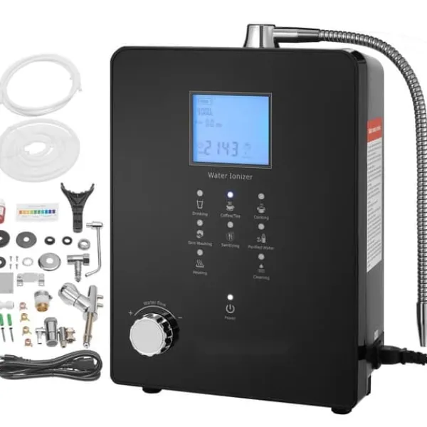 Vandfiltre>Alkalisk vandionisator, pH 3-11,2. Hydrogen vandrenser med 6 indstillinger, UV-funktion, op til -800 mV ORP, 9000L pr. filter.