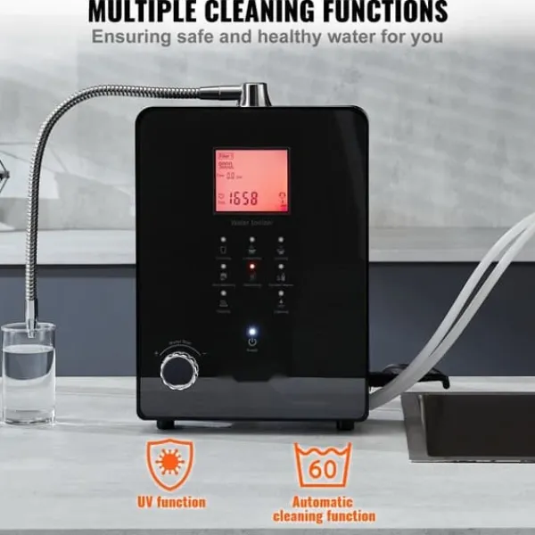Vandfiltre>Alkalisk vandionisator, pH 3-11,2. Hydrogen vandrenser med 6 indstillinger, UV-funktion, op til -800 mV ORP, 9000L pr. filter.
