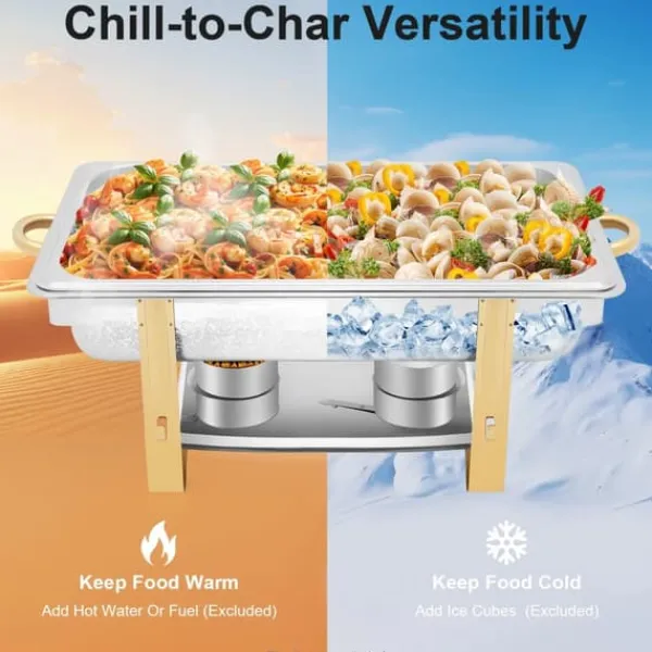 Alt-i-én Buffet Chafing Dish - Madvarmer - Rustfrit Stål - Låg - Justerbar Varmekontrol - Sort New
