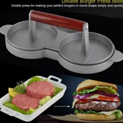 Pressere>Aluminiumslegering Non-stick Dobbelt Burger Presseform Hamburger Kød Oksekød Køkkenredskaber