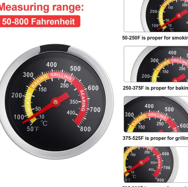 Analogt grilltermometer til grill & ovn Rustfrit stål Online