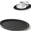 Anti-skrid oval tjenerbakke 16x23cm - sort New