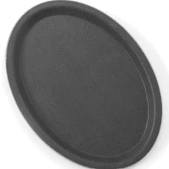 Anti-skrid oval tjenerbakke 16x23cm - sort New