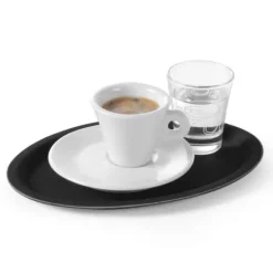 Anti-skrid oval tjenerbakke 16x23cm - sort New