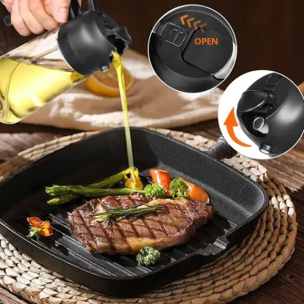 Olie- & Eddikebeholdere>Auledio 470ml Olie & Eddike Sprayflaske - 2-i-1 Olie Sprayflaske til Madlavning, Grillning & Bagning