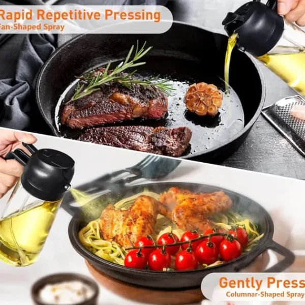 Olie- & Eddikebeholdere>Auledio 470ml Olie & Eddike Sprayflaske - 2-i-1 Olie Sprayflaske til Madlavning, Grillning & Bagning