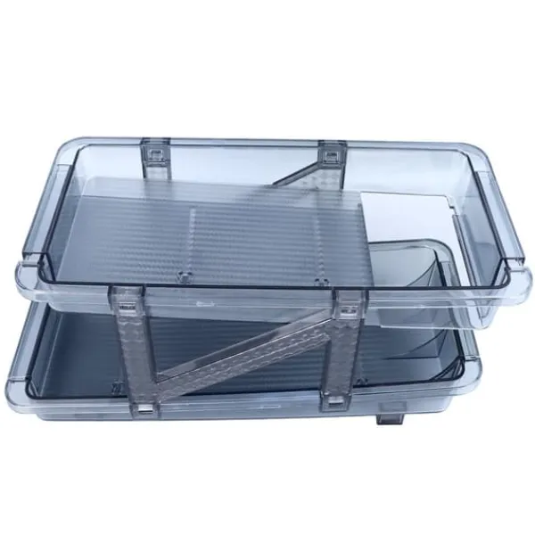 Køkkenorganisering>Auto Rolling Sodavandsdåse Dispenser Blå Organizer Dispenser 2-trins justerbar bredde drikkebeholder til køleskab