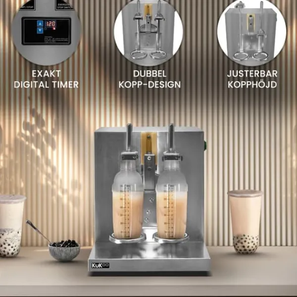 Drikkevareautomater>Automatisk Bubble Tea Shaker & 2 700ml Shaker Krus Rustfrit stål 350ml - 1000ml Timer 6 - 120 sekunder Drikkemixer Bubble Boba Milk Cocktail