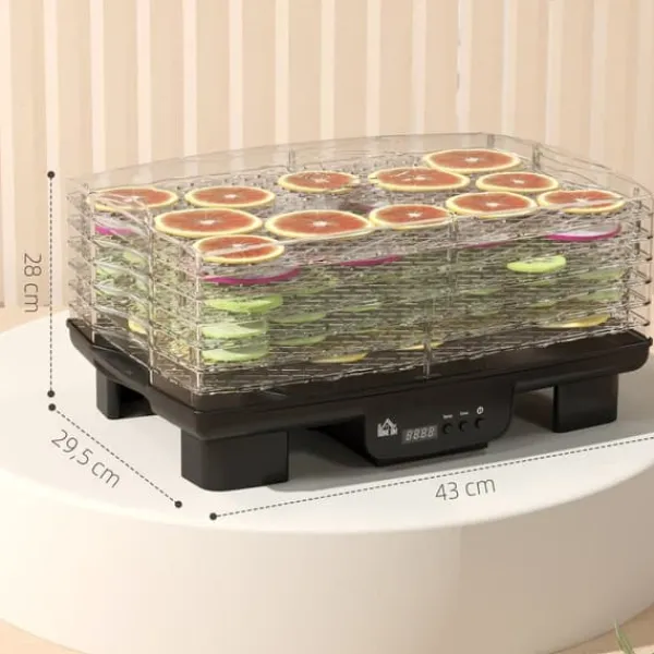 Automatisk døråbner 550 W, 40–70 °C, 6 højdejusterbare bakker, 48-timers timer, sort Best