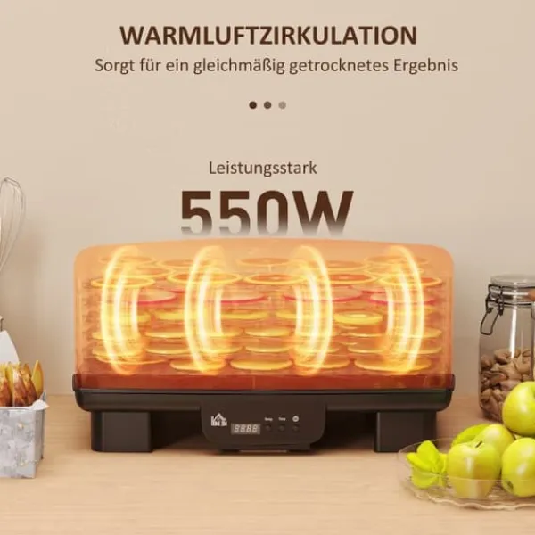 Automatisk døråbner 550 W, 40–70 °C, 6 højdejusterbare bakker, 48-timers timer, sort Best