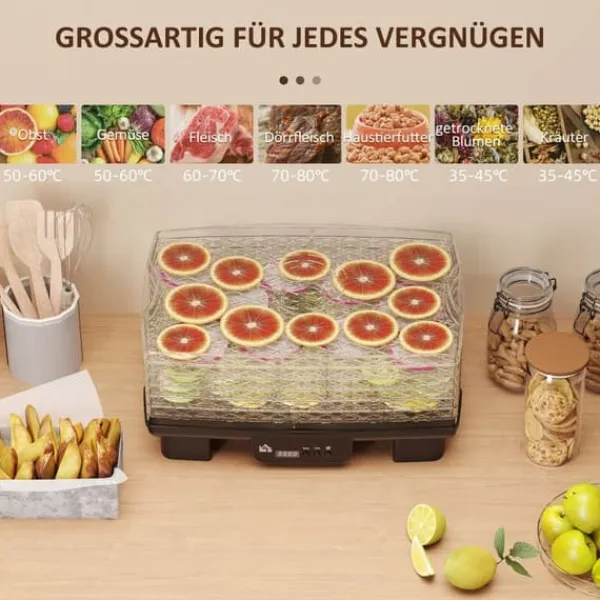Automatisk døråbner 550 W, 40–70 °C, 6 højdejusterbare bakker, 48-timers timer, sort Best