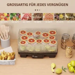 Automatisk døråbner 550 W, 40–70 °C, 6 højdejusterbare bakker, 48-timers timer, sort Sale