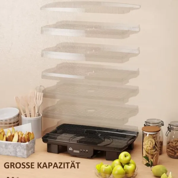 Automatisk døråbner 550 W, 40–70 °C, 6 højdejusterbare bakker, 48-timers timer, sort Sale