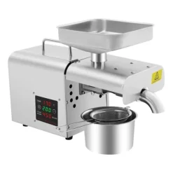 Juicepresser - Nyd Friskpresset Juice Derhjemme>Automatisk oliepresser til nødder og frø - Oliepressemaskine - 610W - 220V - 304 rustfrit stål - 50–250°C digital - 3–6 kg/t - Op til 45% udbytte