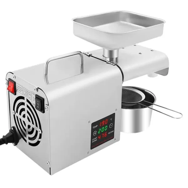 Juicepresser - Nyd Friskpresset Juice Derhjemme>Automatisk oliepresser til nødder og frø - Oliepressemaskine - 610W - 220V - 304 rustfrit stål - 50–250°C digital - 3–6 kg/t - Op til 45% udbytte