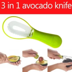 Køkkenskiver>Avocado-skæreværktøj 3-i-1 Avocado-skærerværktøj med komfortabelt grebshåndtag Shea-kerneskræller Køkkenredskaber