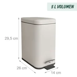 Badeværelsesaffaldsspand, 29,5x26x14 cm, 5L, Forskellige farver Discount