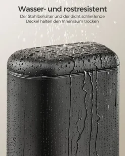 Badeværelsesspand, 10L lille spand med låg, pedal-toiletspand, slank til små rum, stål, soft close, blæksort Discount