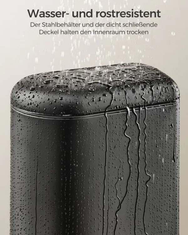 Badeværelsesspand, 10L lille spand med låg, pedal-toiletspand, slank til små rum, stål, soft close, blæksort Discount
